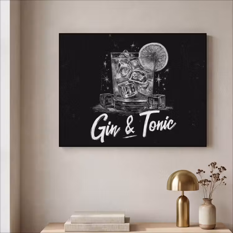 Gin en tonic - Glas - Limoen - Ijsblokjes Textielframe - compleet frame klein -sfeer2