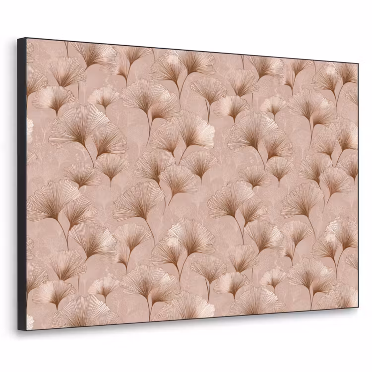 Ginkgo - Patroon - Roze Textielframe zwart klein 947 -3d