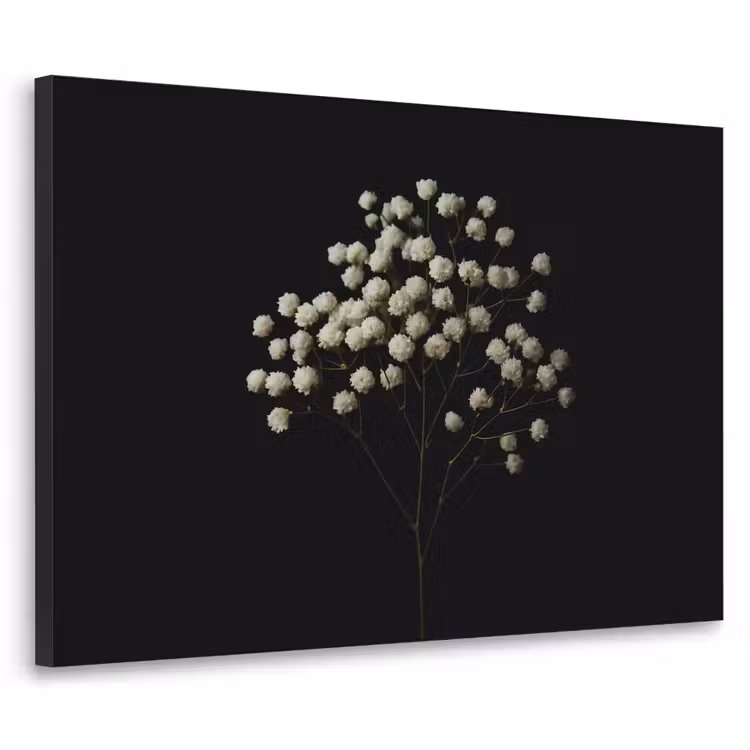 Gipskruid - Bloemetjes - Wit - Minimalistisch Textielframe - compleet frame klein -3d