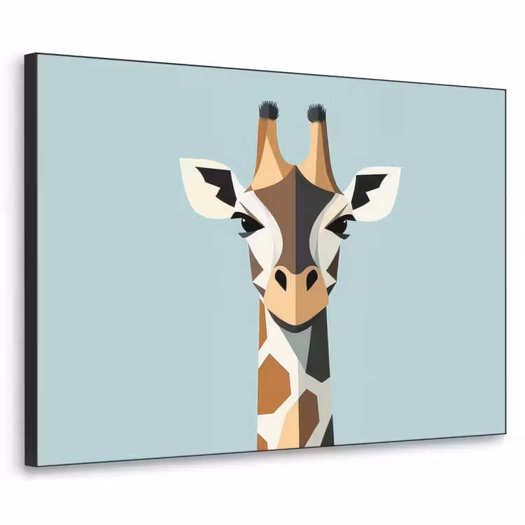 Giraffe - Illustratie - Bruin - Minimalistisch Textielframe - compleet frame klein -3d