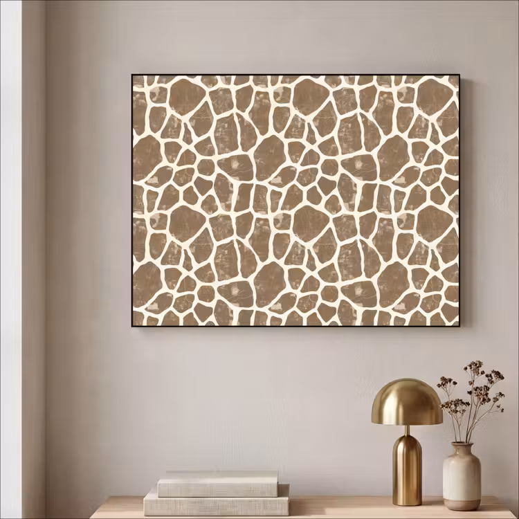 Giraf - Klassiek - Bruin Textielframe zwart klein 947 -sfeer2