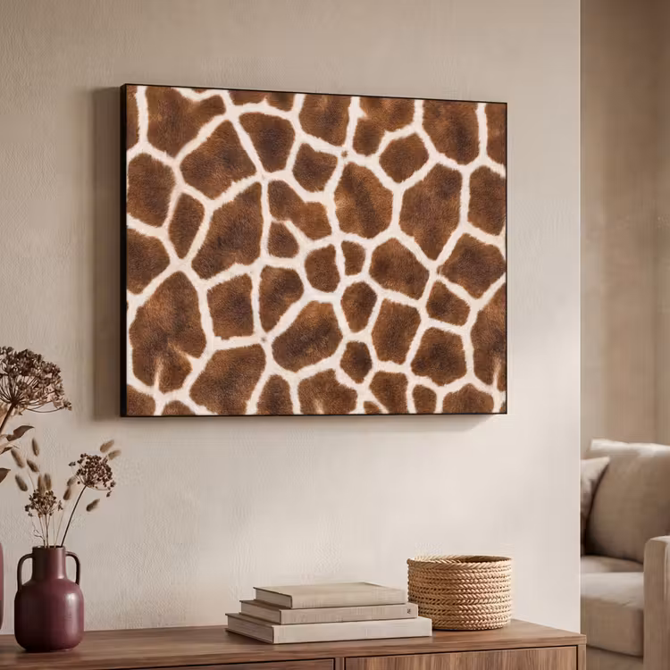 Giraf - Vacht - Klassiek - Bruin Textielframe zwart klein -sfeer3