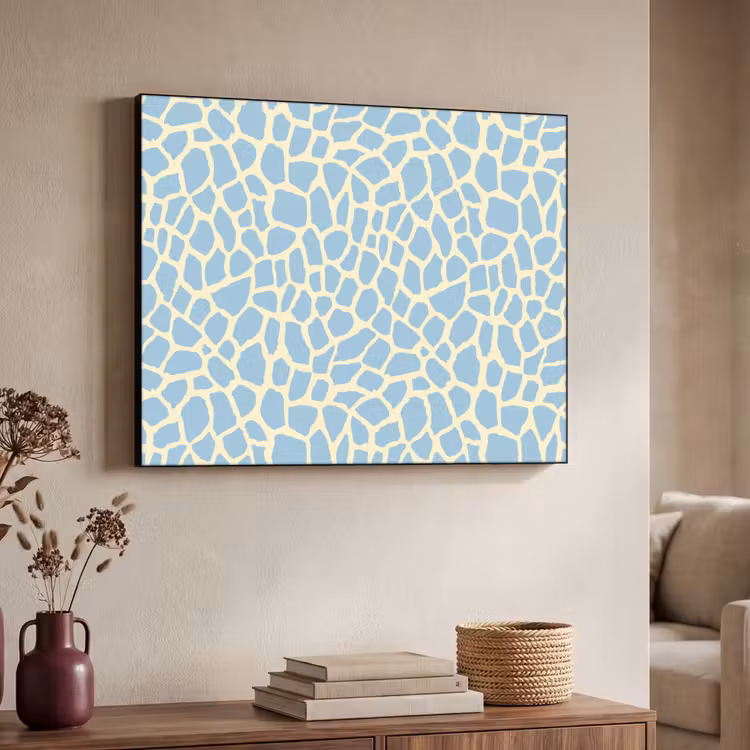Giraf - Modern - Blauw Textielframe zwart klein 947 -sfeer3