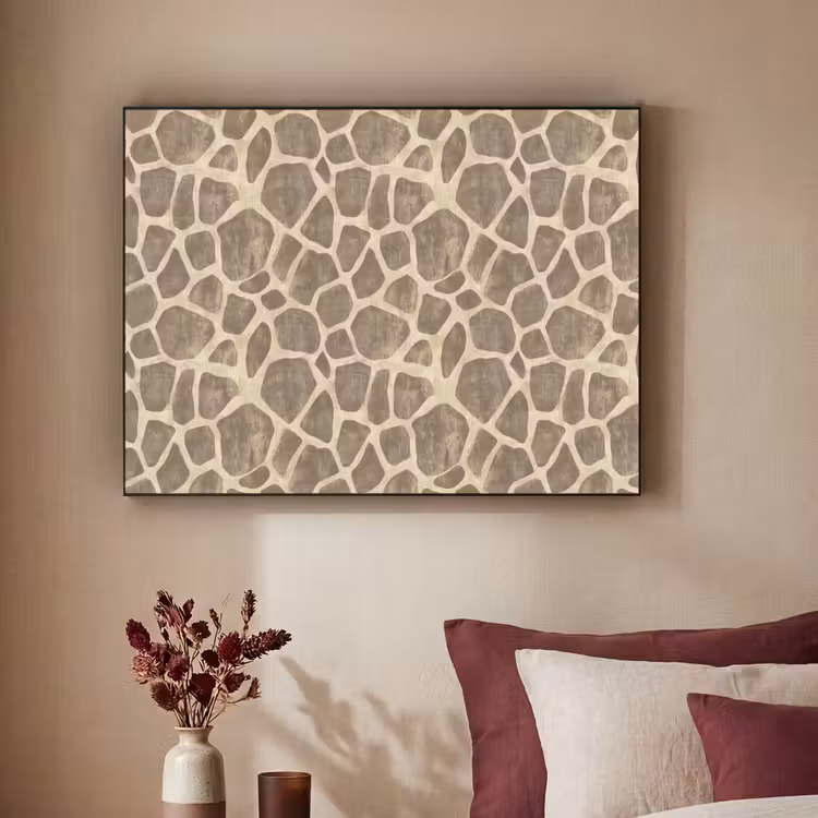 Giraf - Patroon - Beige - Bruin Textielframe zwart klein 947 -sfeer1