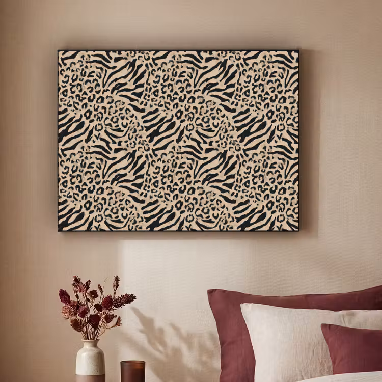 Giraf - Zebra - Motief - Bruin Textielframe zwart klein 947 -sfeer1