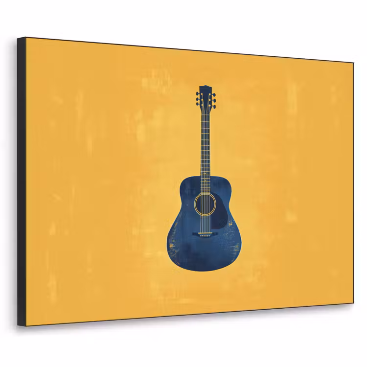Gitaar - Akoestisch - Geel - Minimalistisch Textielframe - compleet frame klein -3d