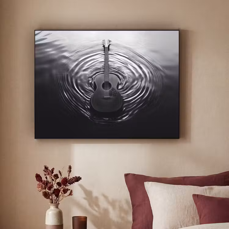 Gitaar - Hout - Water Textielframe - compleet frame klein -sfeer1