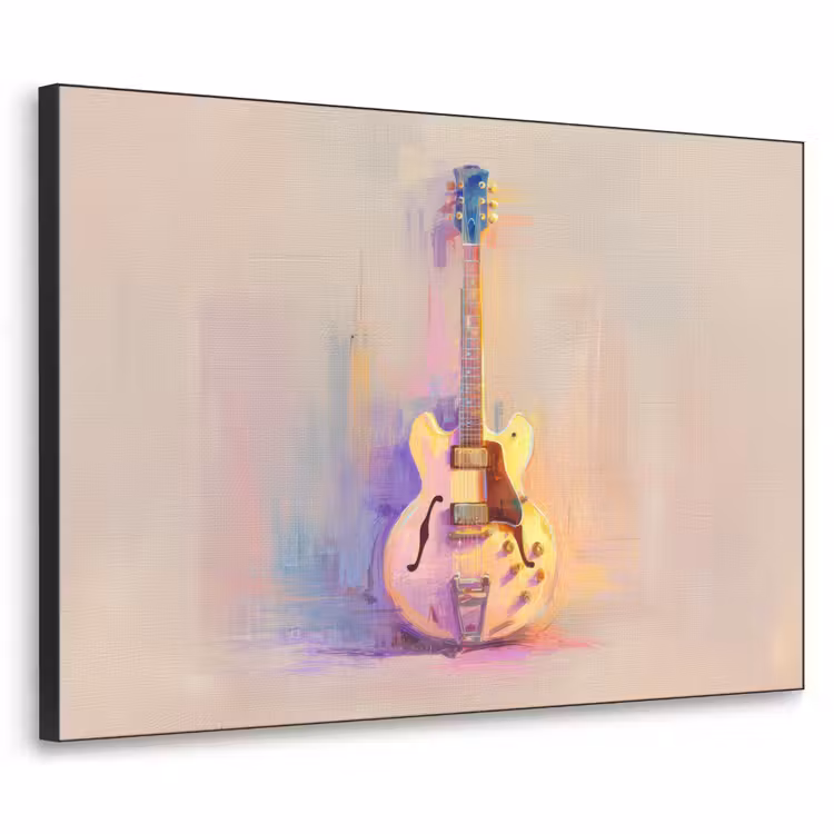 Gitaar - Pastel - Schilderachtig Textielframe zwart klein -3d
