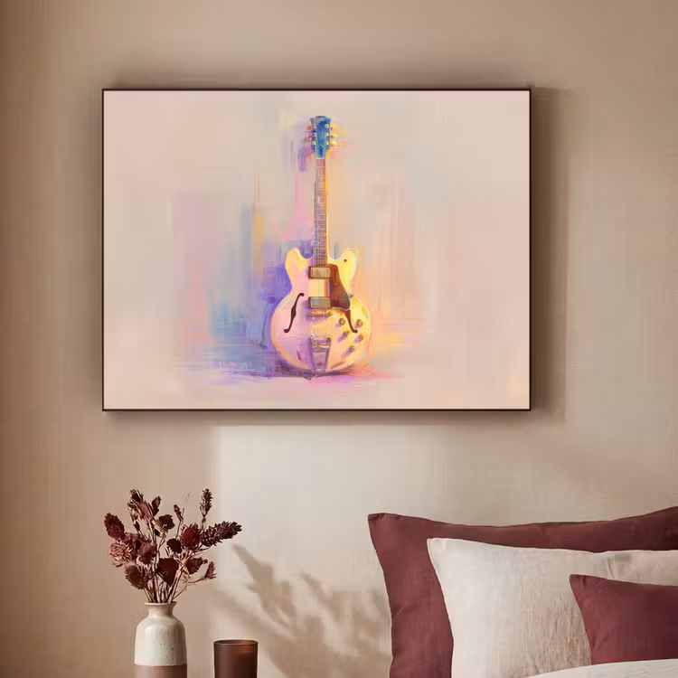 Gitaar - Pastel - Schilderachtig Textielframe - compleet frame klein -sfeer1