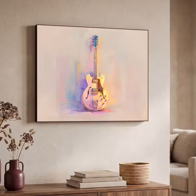 Gitaar - Pastel - Schilderachtig Textielframe - compleet frame klein -sfeer3