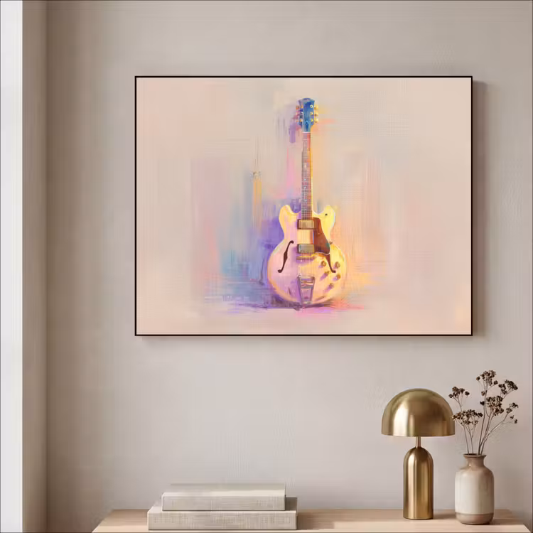 Gitaar - Pastel - Schilderachtig Textielframe - compleet frame klein -sfeer2