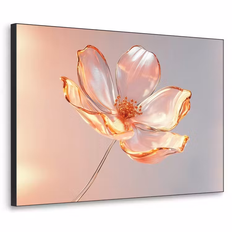 Glazen - Bloem - Roze Textielframe zwart klein -3d