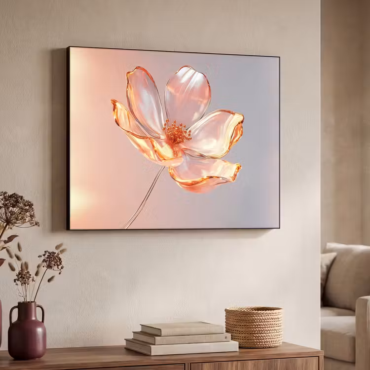 Glazen - Bloem - Roze Textielframe - compleet frame klein -sfeer3