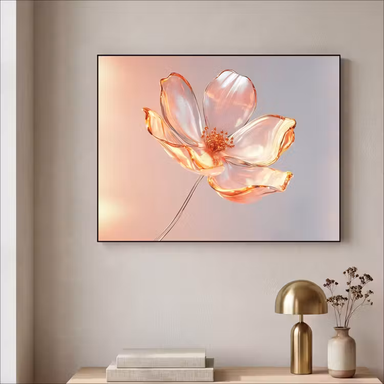 Glazen - Bloem - Roze Textielframe - compleet frame klein -sfeer2