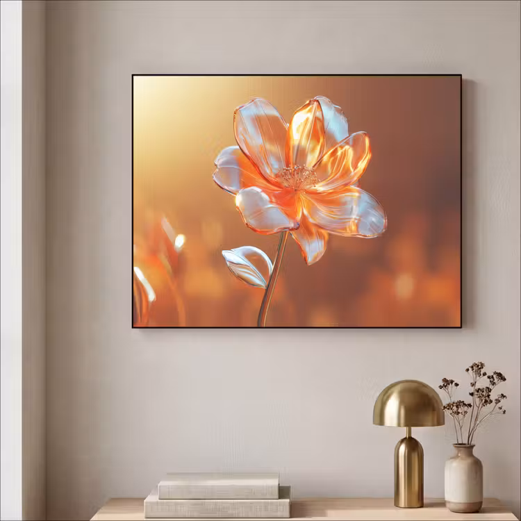 Glazen - Bloem - Zonlicht Textielframe - compleet frame klein -sfeer2