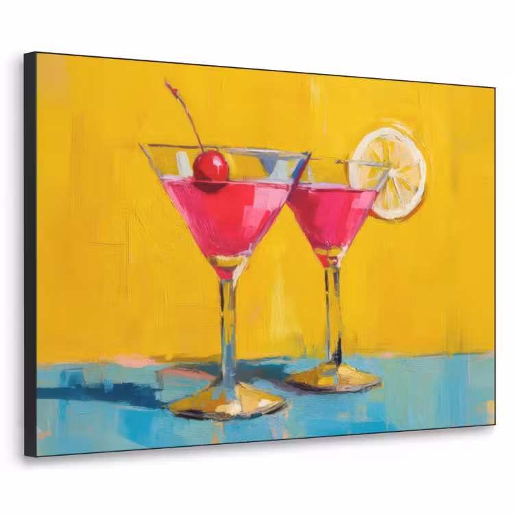 Glazen - Cocktail - Citroen - Kers Textielframe - compleet frame klein -3d