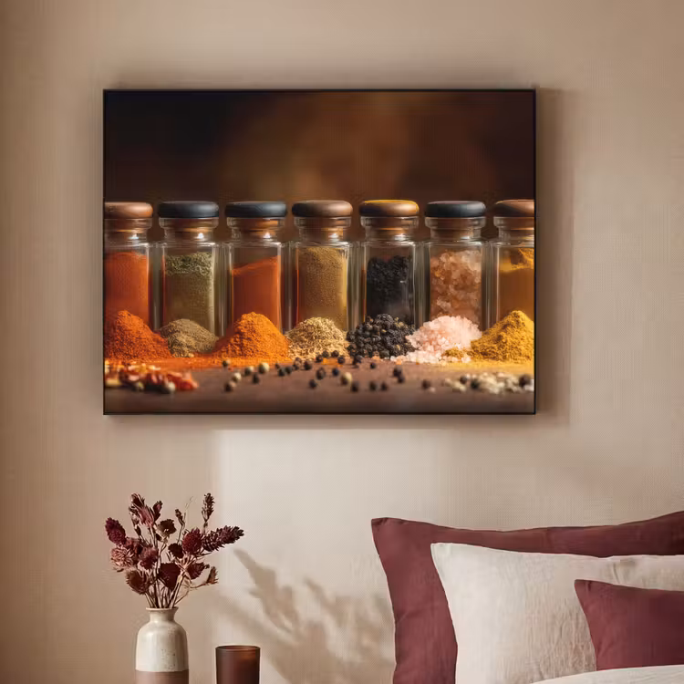 Potjes - Kruiden - Specerijen - Korrels Textielframe zwart klein -sfeer1