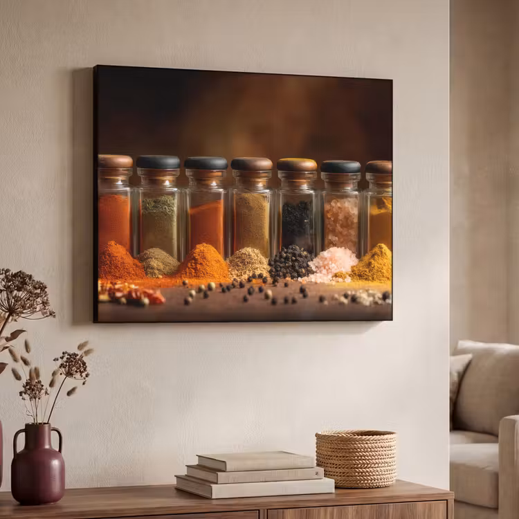 Potjes - Kruiden - Specerijen - Korrels Textielframe zwart klein -sfeer3