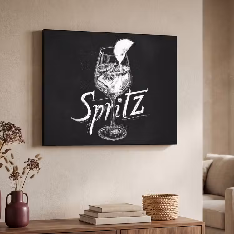 Glas spritz - Krijtletters - Ijsblokjes - Citroen Textielframe - compleet frame klein -sfeer3