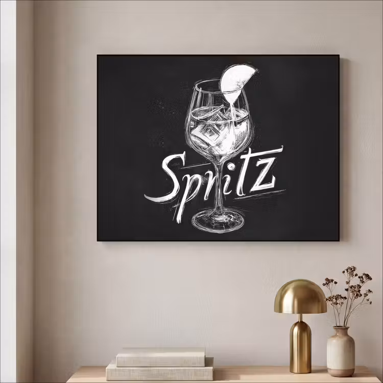 Glas spritz - Krijtletters - Ijsblokjes - Citroen Textielframe - compleet frame klein -sfeer2
