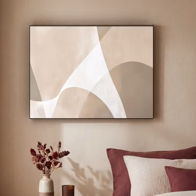 Vloeiende vlakken - Harmonieus - Golvend Textielframe - compleet frame klein -sfeer1