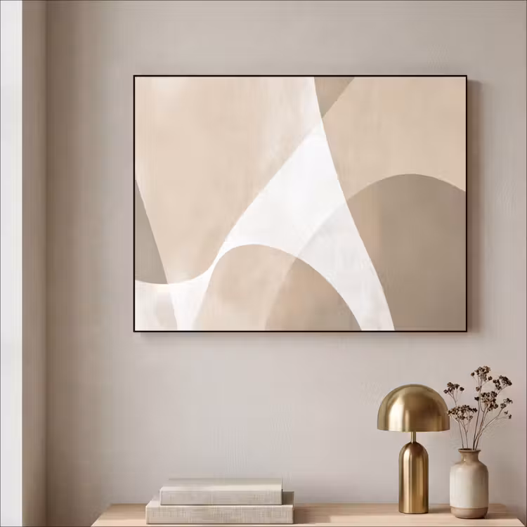 Vloeiende vlakken - Harmonieus - Golvend Textielframe zwart klein -sfeer2