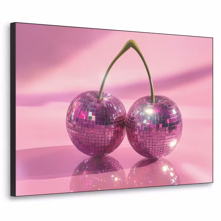 Glitter - Discobol - Roze - Kersen Textielframe zwart klein -3d