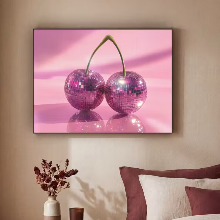 Glitter - Discobol - Roze - Kersen Textielframe zwart klein -sfeer1