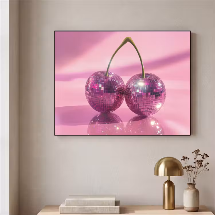 Glitter - Discobol - Roze - Kersen Textielframe zwart klein -sfeer2