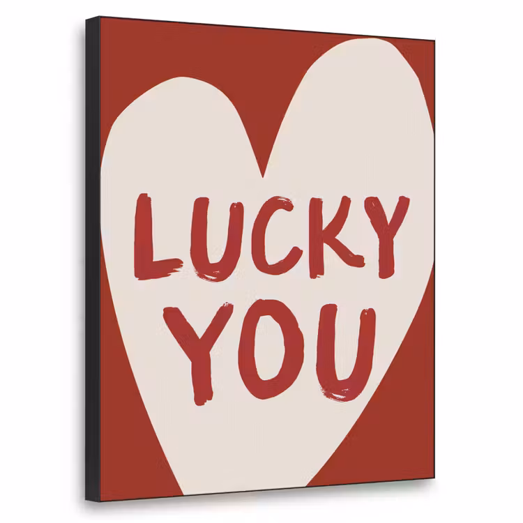 Lucky - Hart - Rood Textielframe zwart klein -3d