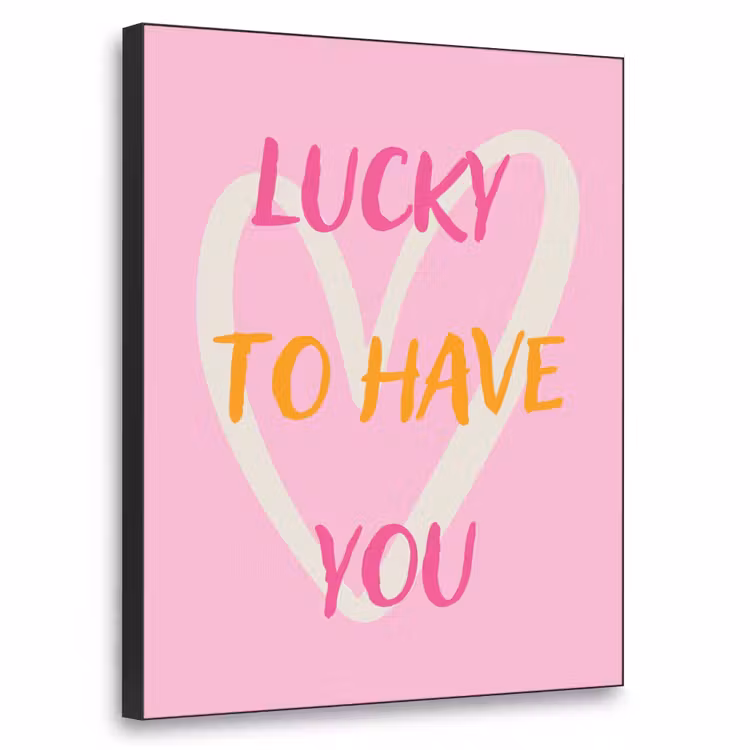 Lucky - Love - Valentijn - Roze Textielframe - compleet frame klein -3d
