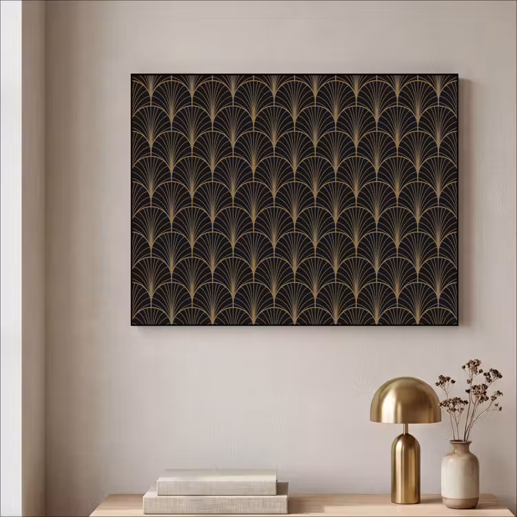Gouden - Waaiers - Zwart Textielframe zwart klein 947 -sfeer2