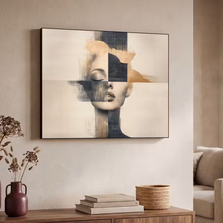 Goud - Vrouw - Rechthoeken Textielframe - compleet frame klein -sfeer3