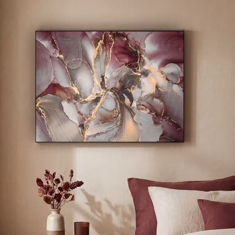 Goud - Marmer - Paars Textielframe zwart klein -sfeer1