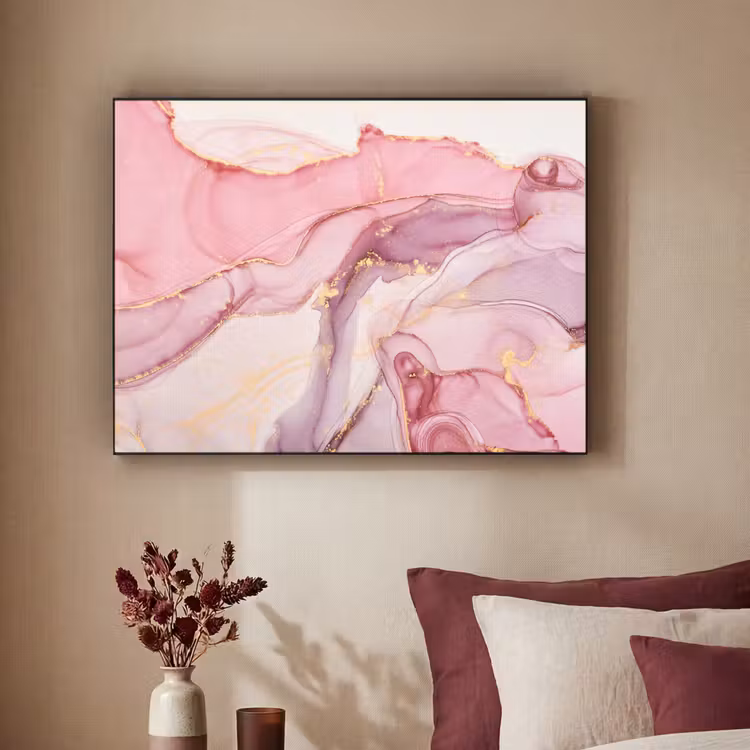 Goud - Marmer - Roze Textielframe zwart klein -sfeer1