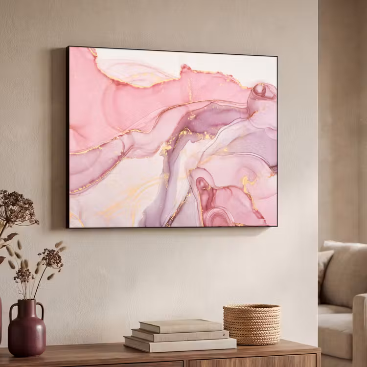 Goud - Marmer - Roze Textielframe zwart klein -sfeer3