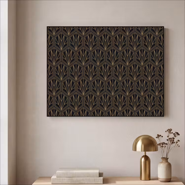 Goud - Zwart - Lijnen Textielframe zwart klein 947 -sfeer2