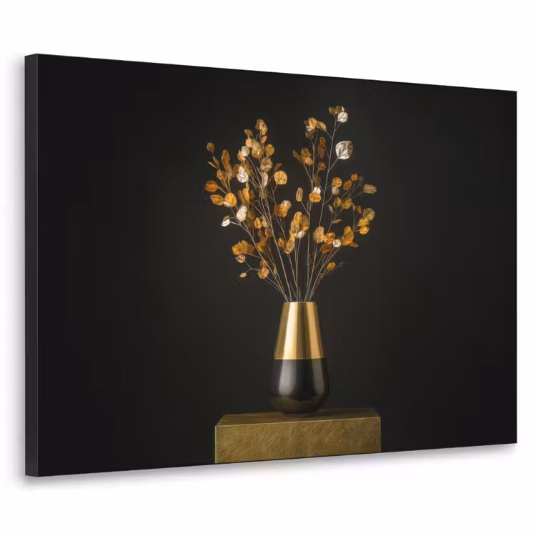 Goudbruine - Bladeren - Vaas - Herfstachtig Textielframe - compleet frame klein -3d