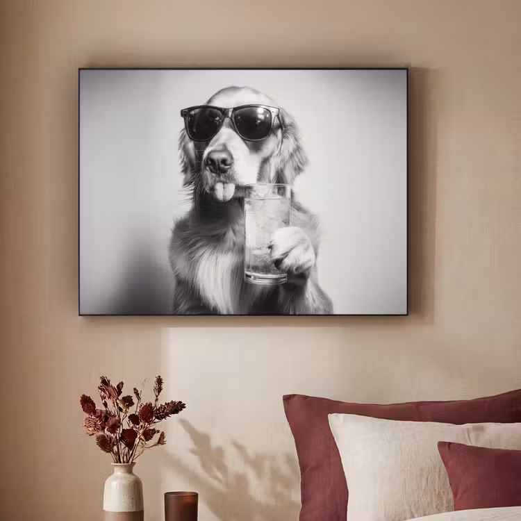 Golden retriever - Hond - Zonnebril - Gkas Textielframe zwart klein -sfeer1