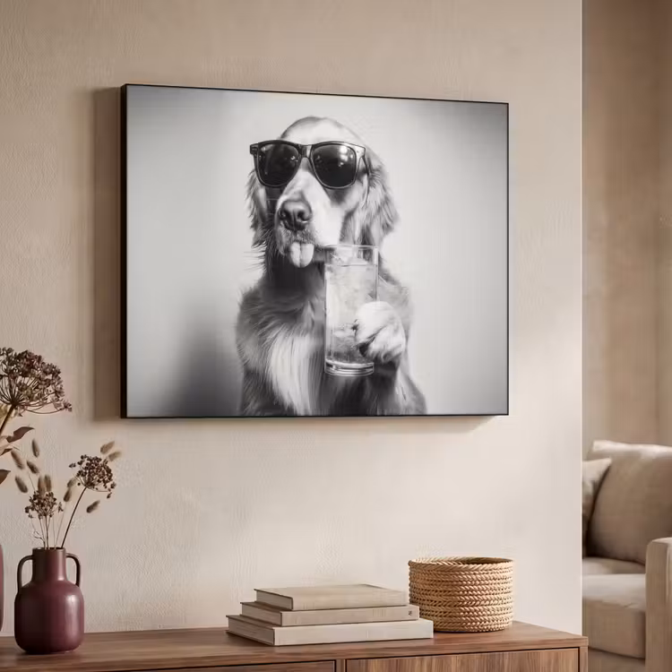 Golden retriever - Hond - Zonnebril - Gkas Textielframe zwart klein -sfeer3
