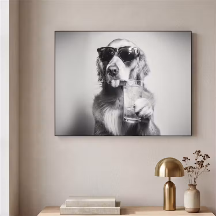Golden retriever - Hond - Zonnebril - Gkas Textielframe zwart klein -sfeer2