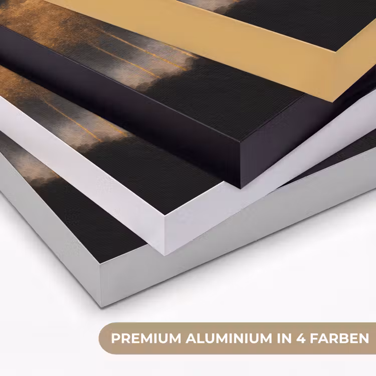 Gouden Bomen in Mistig Landschap Textielframe zwart klein -USP_kleurenDE