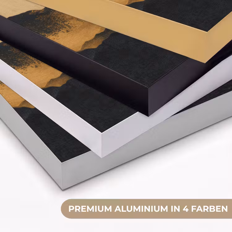 Gouden Bergen bij Maanlicht Textielframe zwart klein -USP_kleurenDE