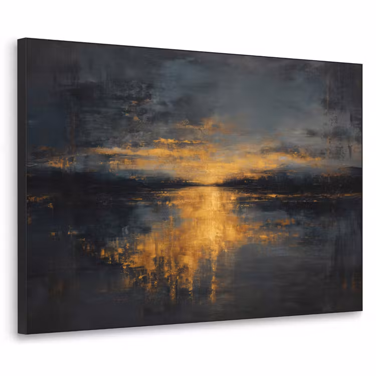 Gouden Reflectie op Water Textielframe - compleet frame klein -3d