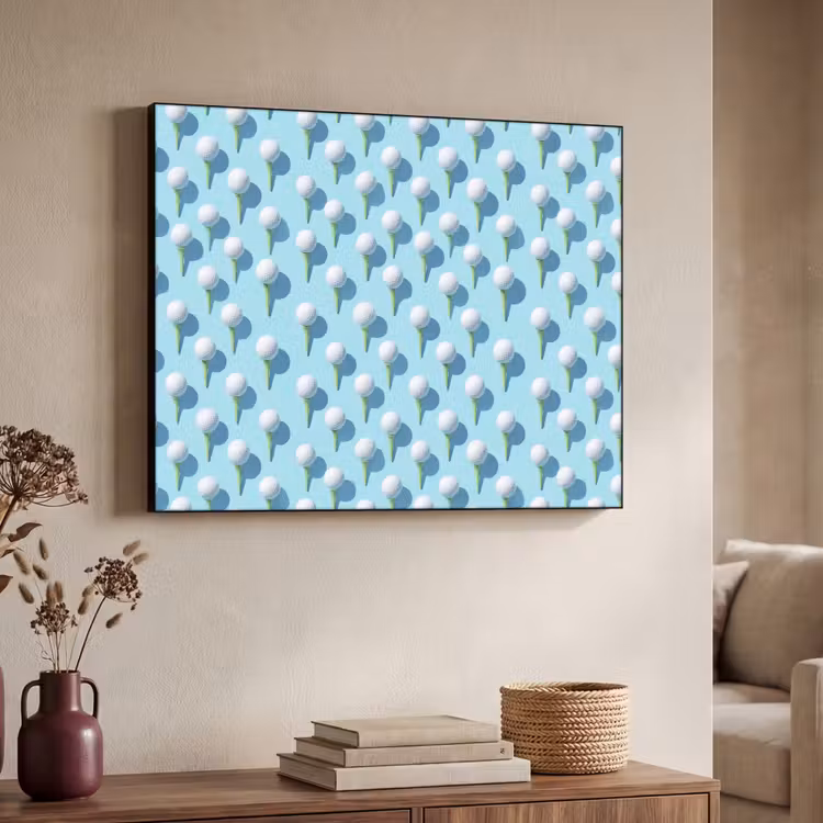 Golf - Ballen - Blauw Textielframe zwart klein 947 -sfeer3