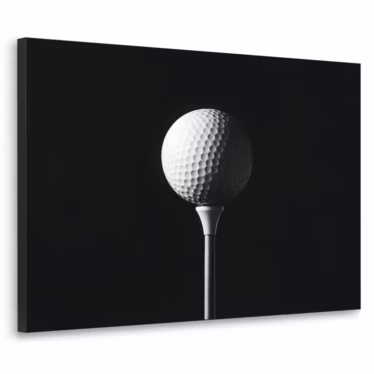 Golfbal - Minimalistisch - Wit Textielframe zwart klein -3d