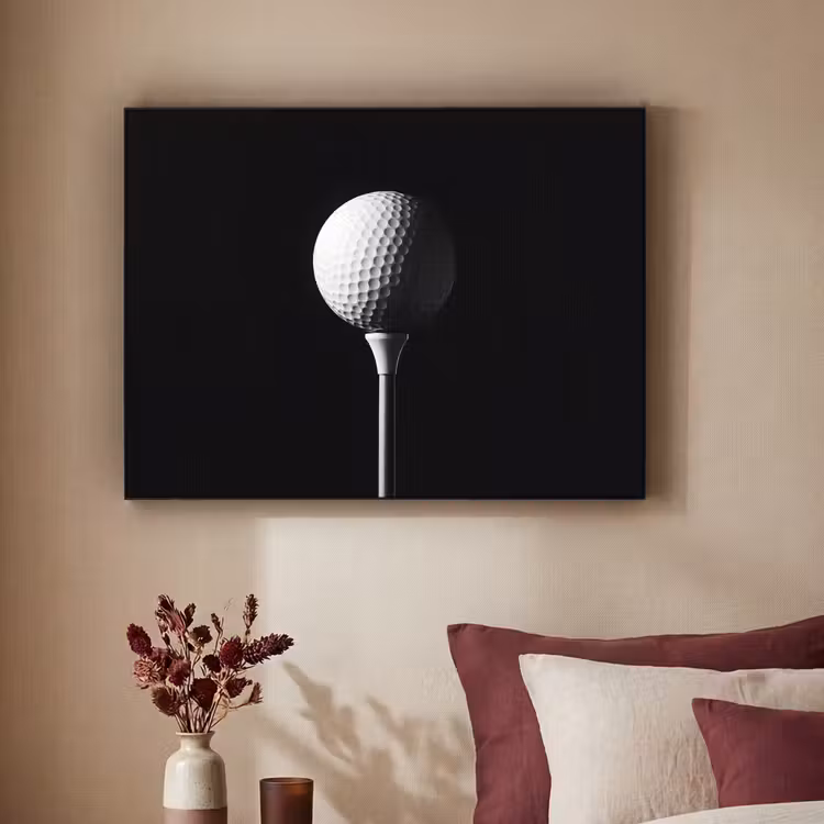 Golfbal - Minimalistisch - Wit Textielframe - compleet frame klein -sfeer1