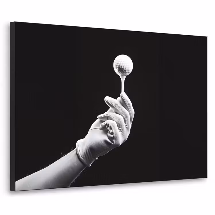 Golfbal - Zwart - Wit Textielframe - compleet frame klein -3d