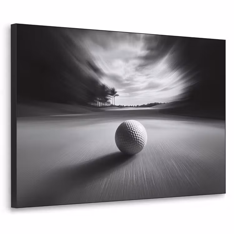 Golfbal - Wazig - Zwart Textielframe zwart klein -3d