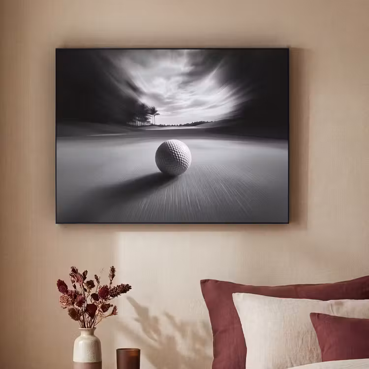 Golfbal - Wazig - Zwart Textielframe - compleet frame klein -sfeer1